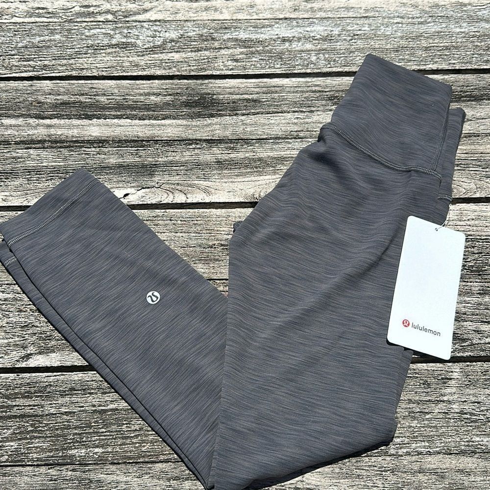Lululemon Wunder Train High-Rise Crop 23" Heathered Graphite Grey size 2 NWT